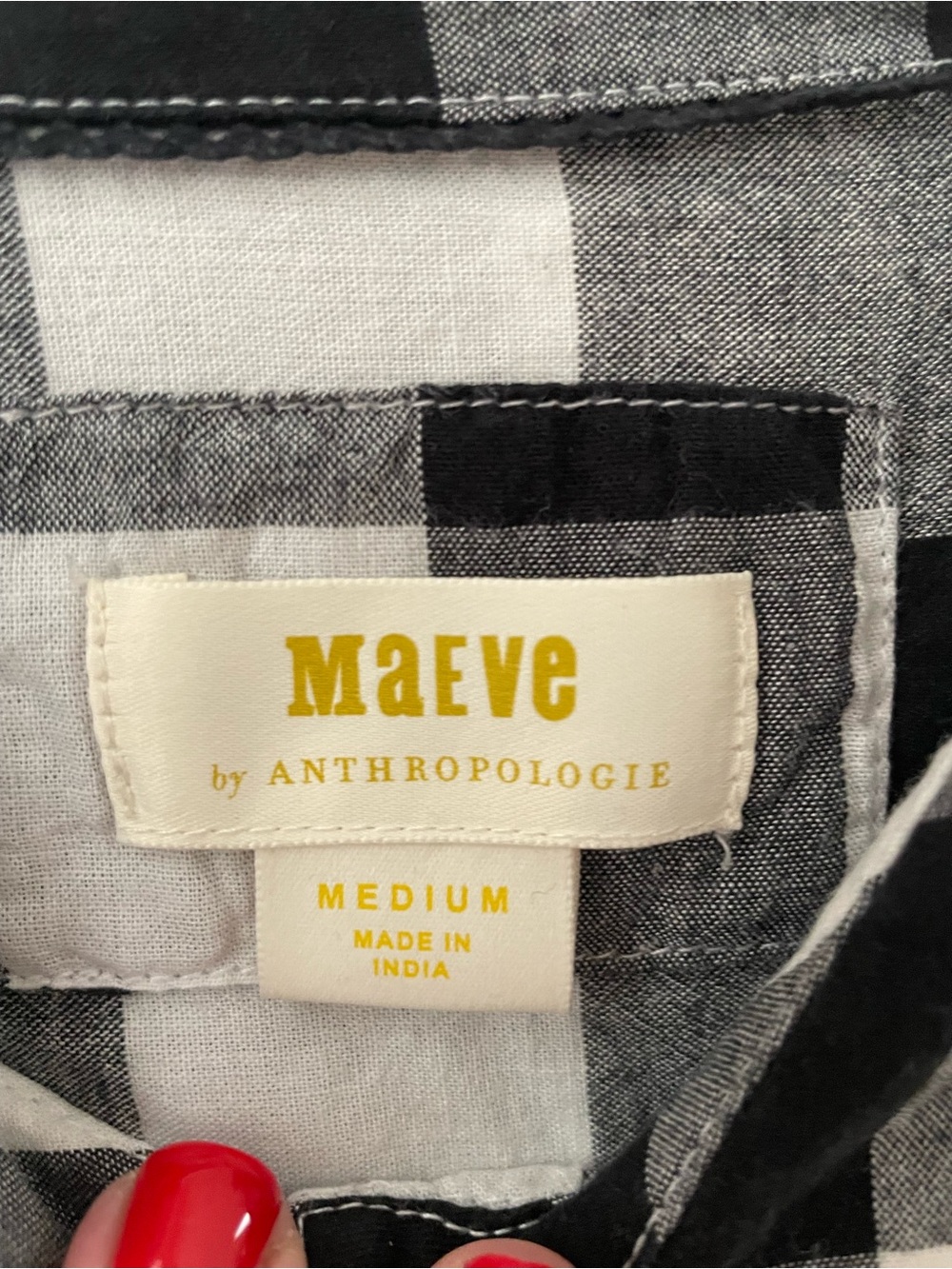 Maeve by Anthropologie Black & White Buffalo Check Button-Up Shirt - Picture 3 of 5
